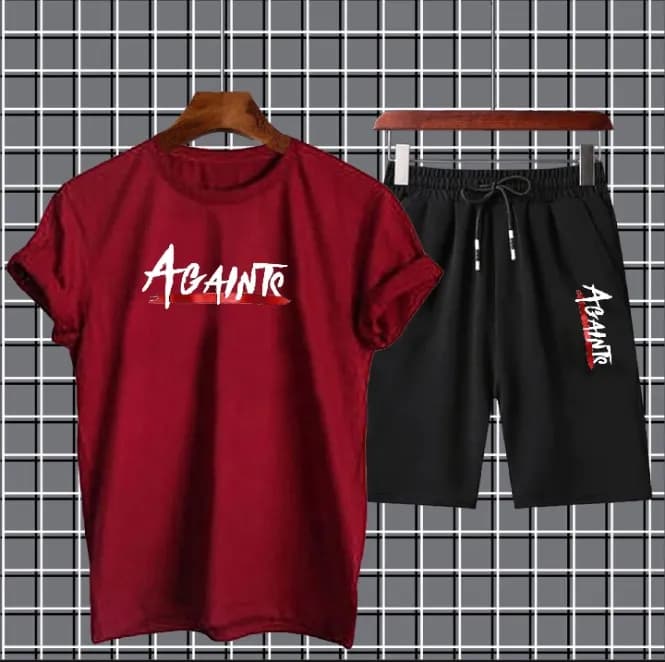 2 Pcs Men's Dri Fit Printed T-Shirt & Shorts Tracksuit