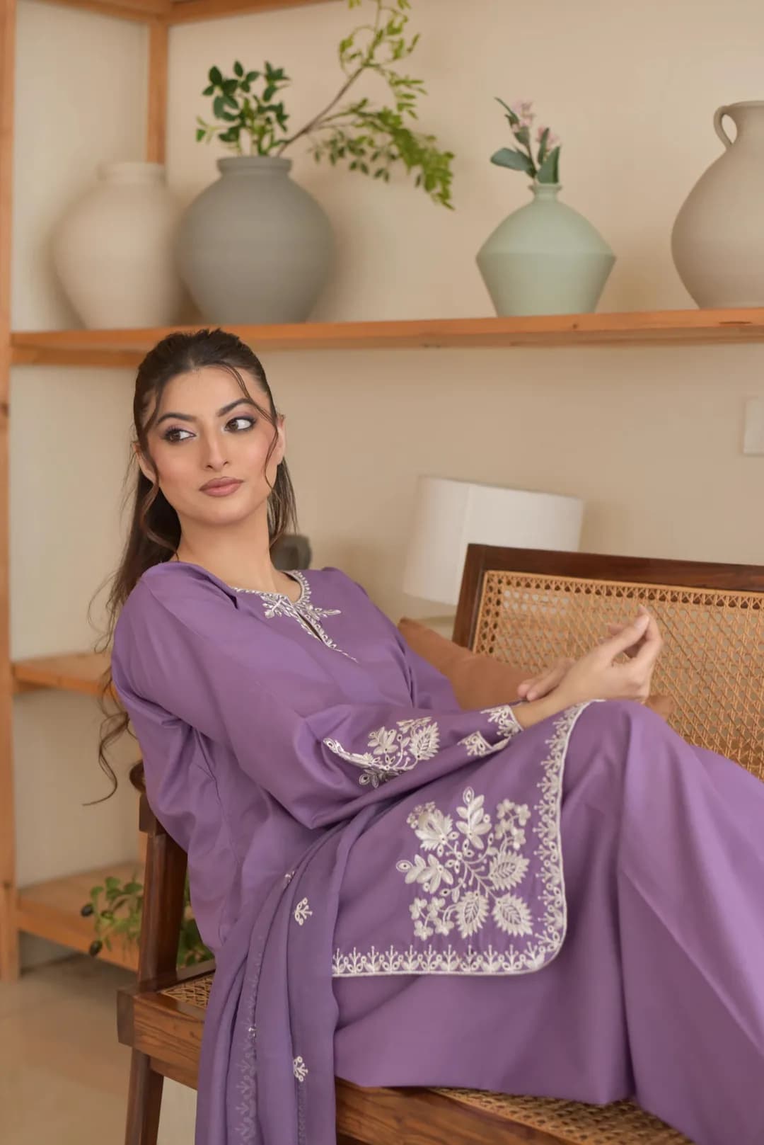 Purple Embroidered 3-Piece Lawn Suit for Women