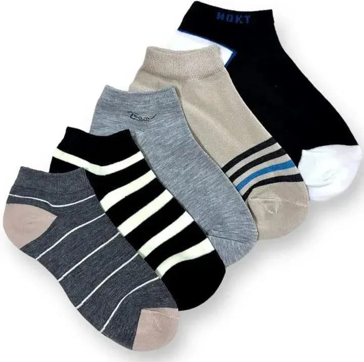 Men Cotton Ankle Socks Striped Multicolor Comfortable