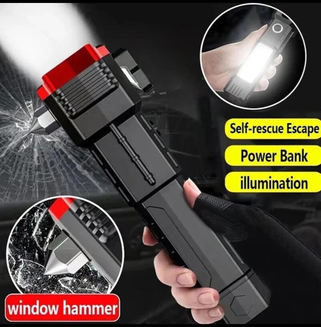 Rechargeable LED Torch Light Black Waterproof ABS 3cm