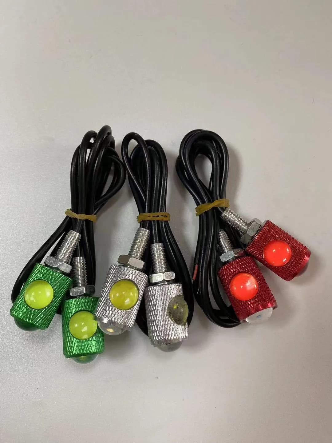 Premium Quality Bike Indicators Green Red Silver 10Pcs