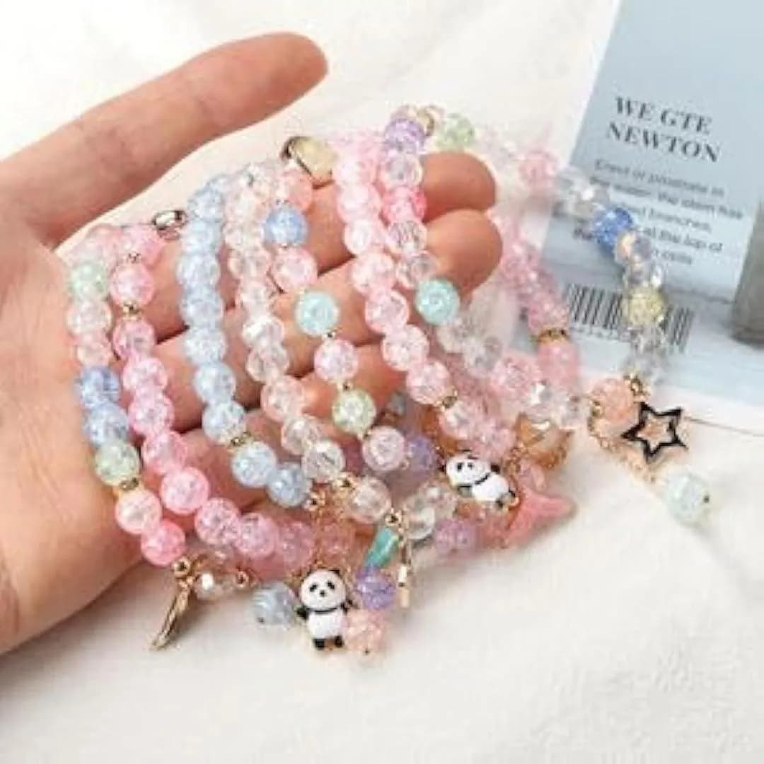 Multicolor Beaded Bracelet with Cute Charm Pendant for Women