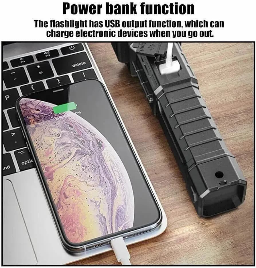 Black ABS Plastic LED Search Light with Power Bank Function