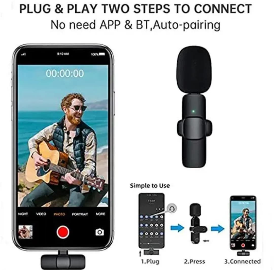 Black Bluetooth Auto-Pairing Microphone for Phones