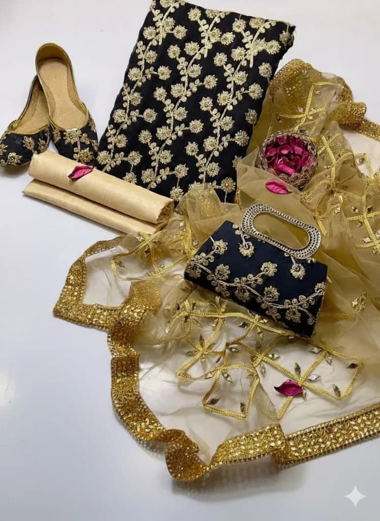 Fancy Collection 5-Piece Women Suit Embroidered Khussa Set