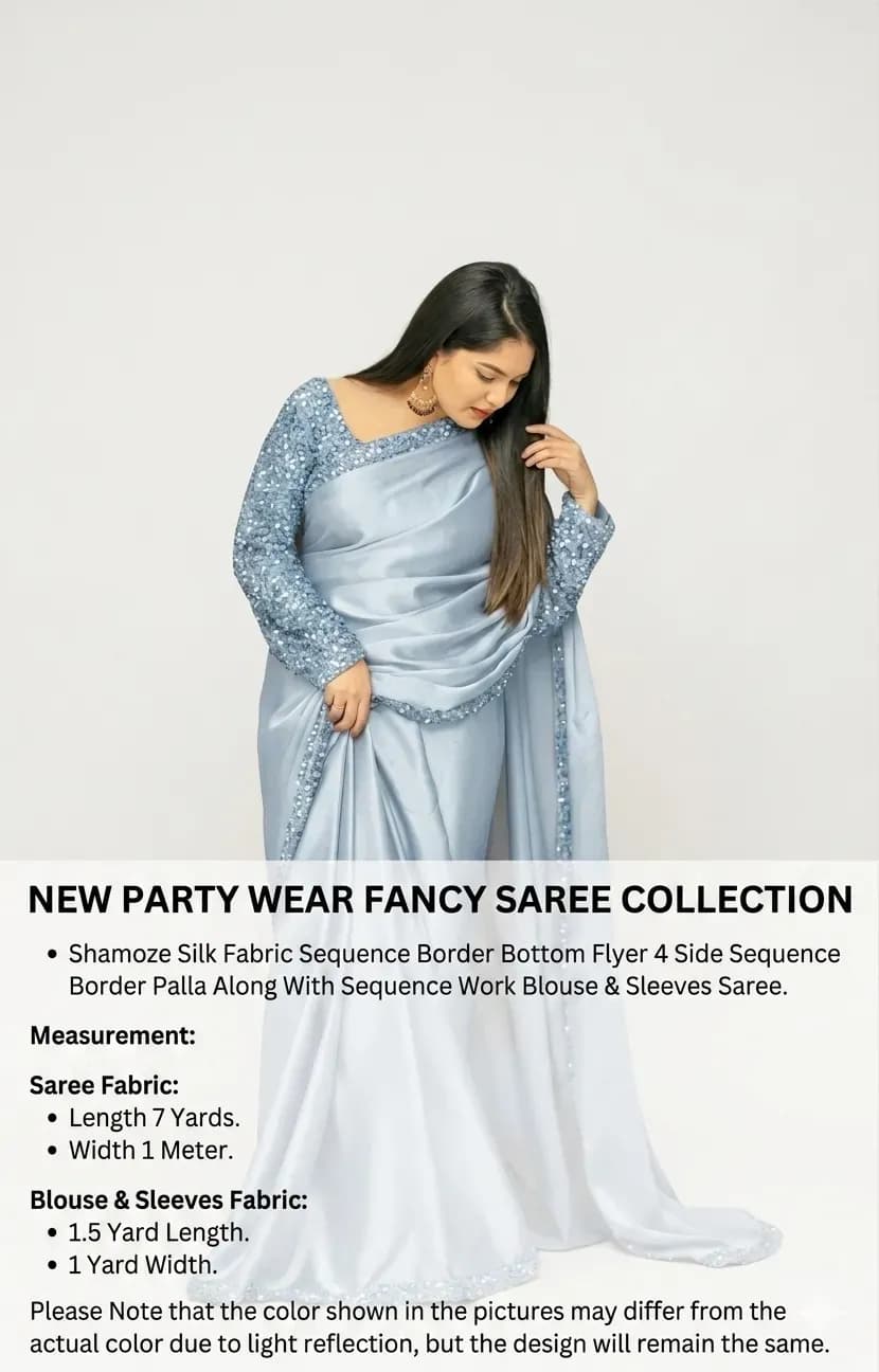 Shamoze Silk Sequence Saree with Blouse & Sleeves