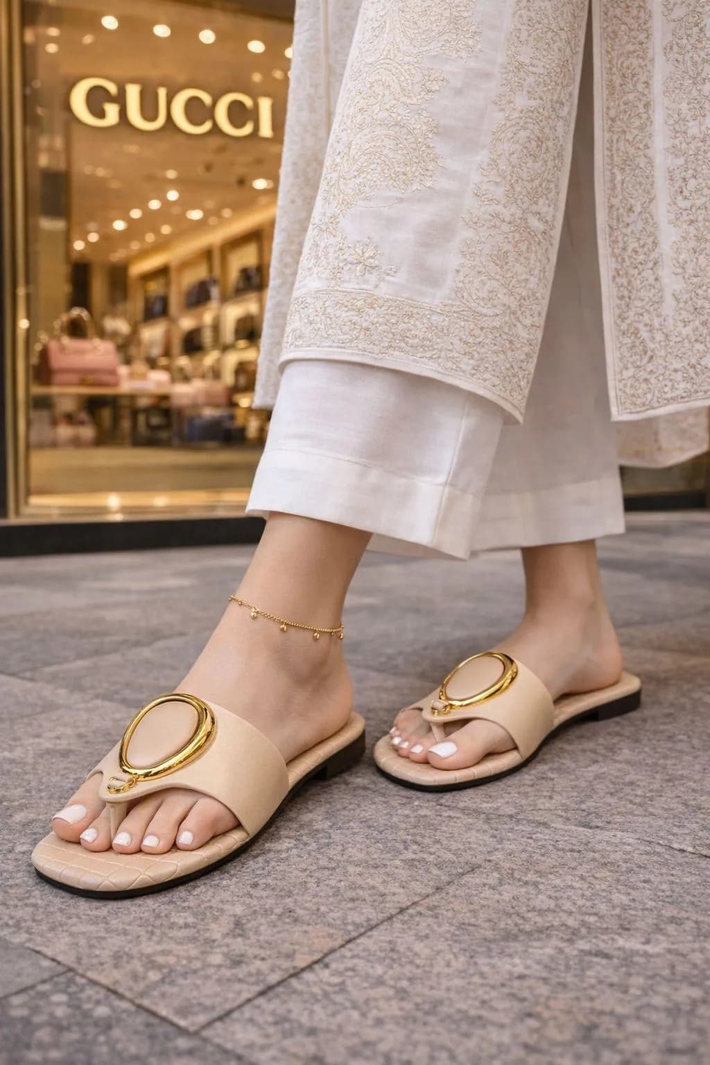 Gucci Gold Strap Slippers for Men