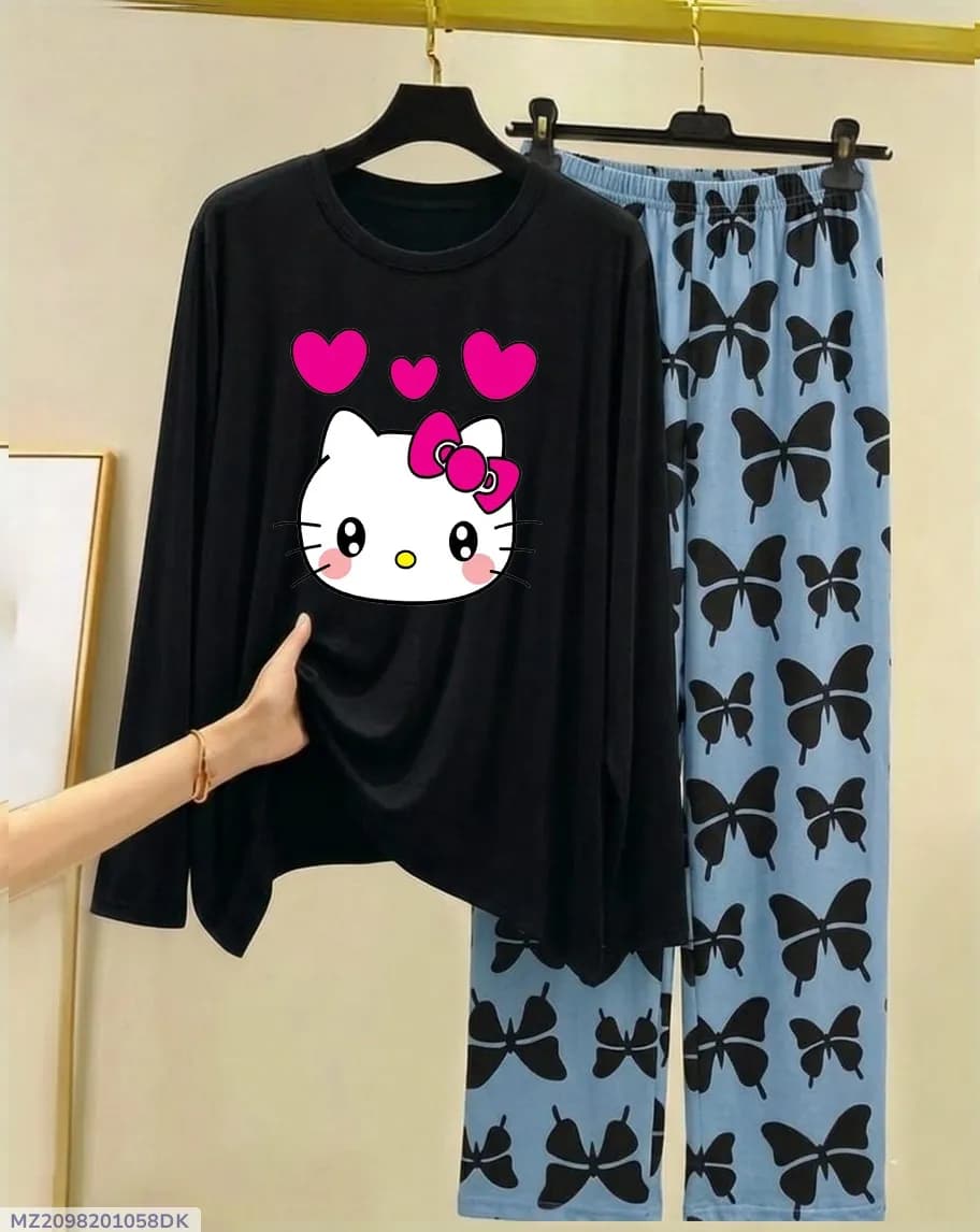 Hello Kitty Night Suit Black Butterfly Pants