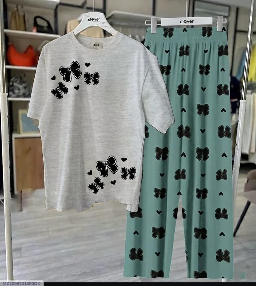 DreamyDots Black Embroidered Night Suit Set
