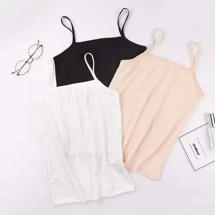Premium Quality Crepe Camisoles 3 Pcs Black Beige White