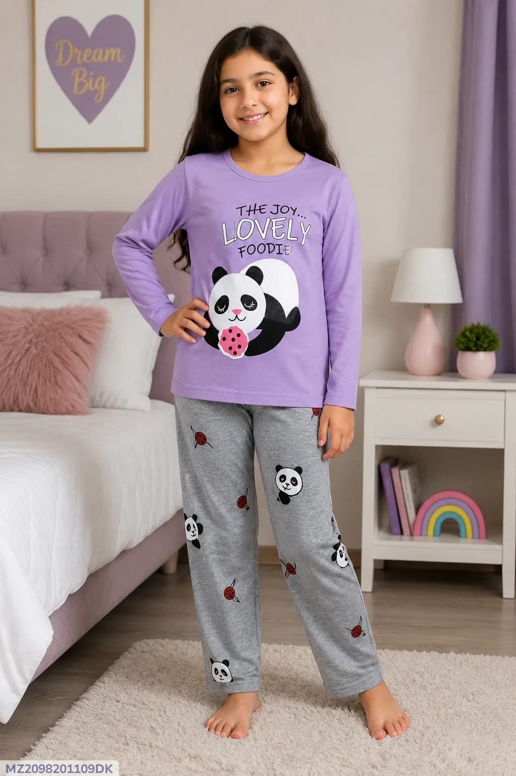 Premium Quality Kids Night Suit Purple Panda Print