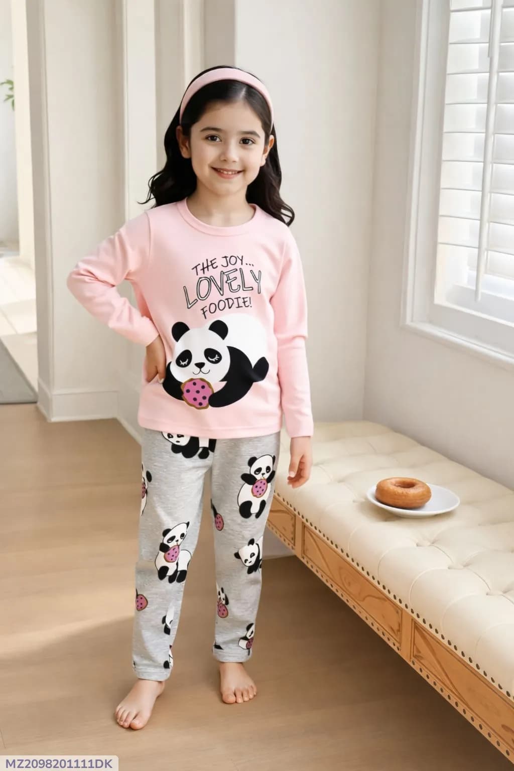 Kids Night Suit Pink Panda Print Cotton Pajamas