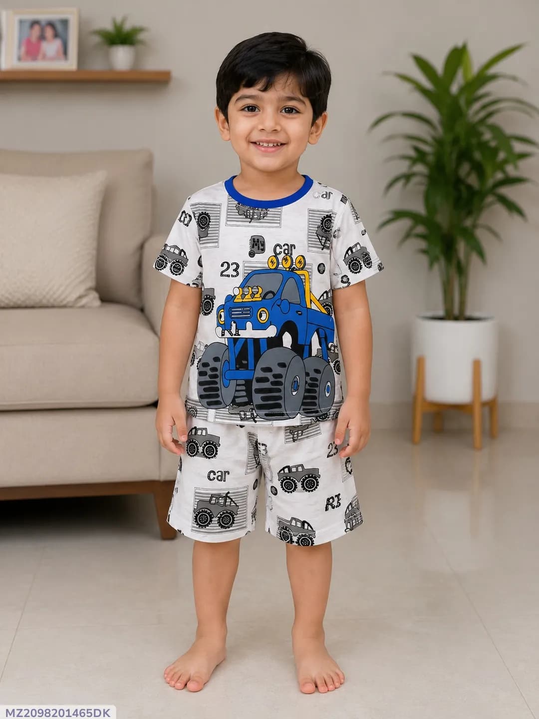 2 Pcs Girl's Stitched Cotton Jersey Printed Pajama And Shirt