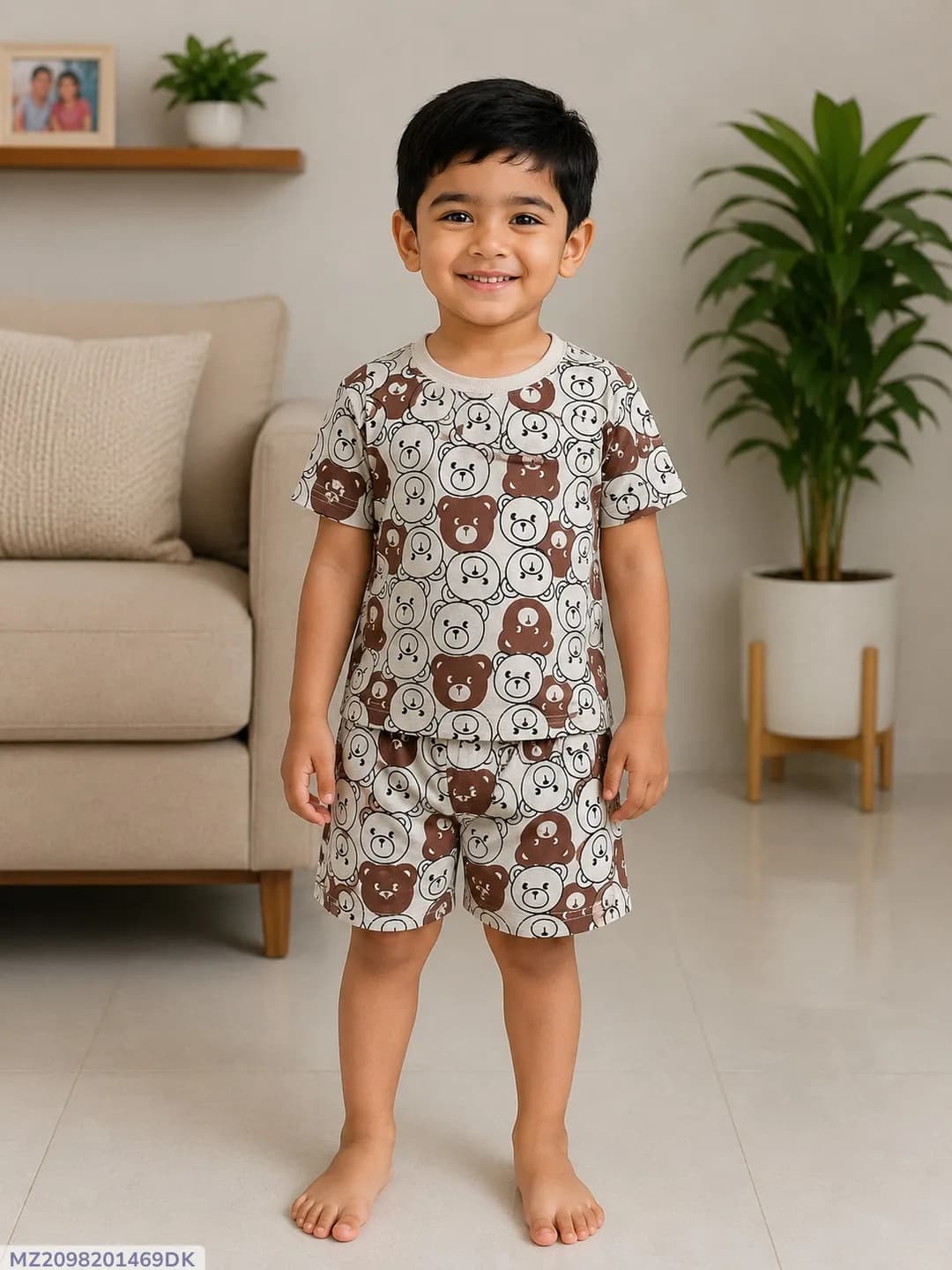 2 Pcs Girl's Stitched Cotton Jersey Printed Pajama And Shirt