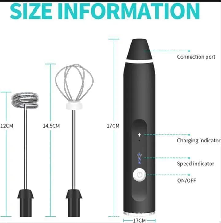 Rechargeable Electric Coffee Beater Black