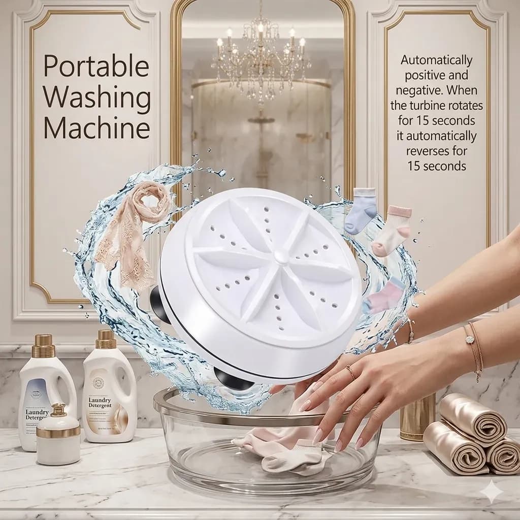 Portable Mini Washing Machine with Smart Auto-Reverse Function