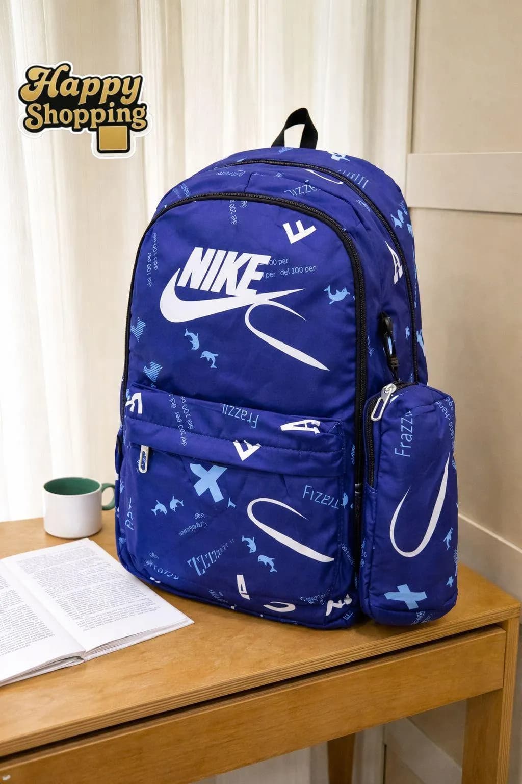 Nike Blue Student Backpack with Side Pouch