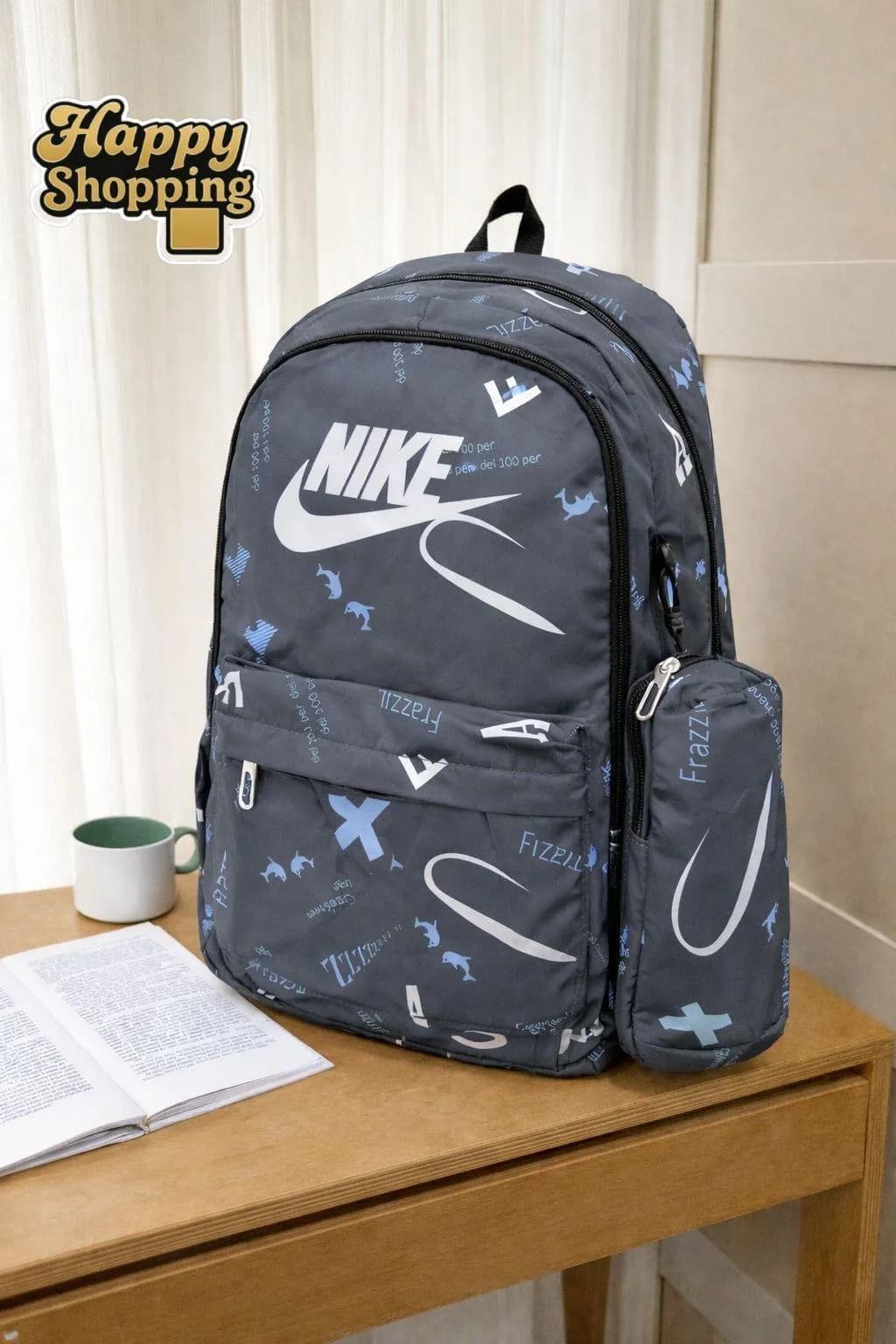 Nike Printed Grey Backpack Set for Students & Professionals