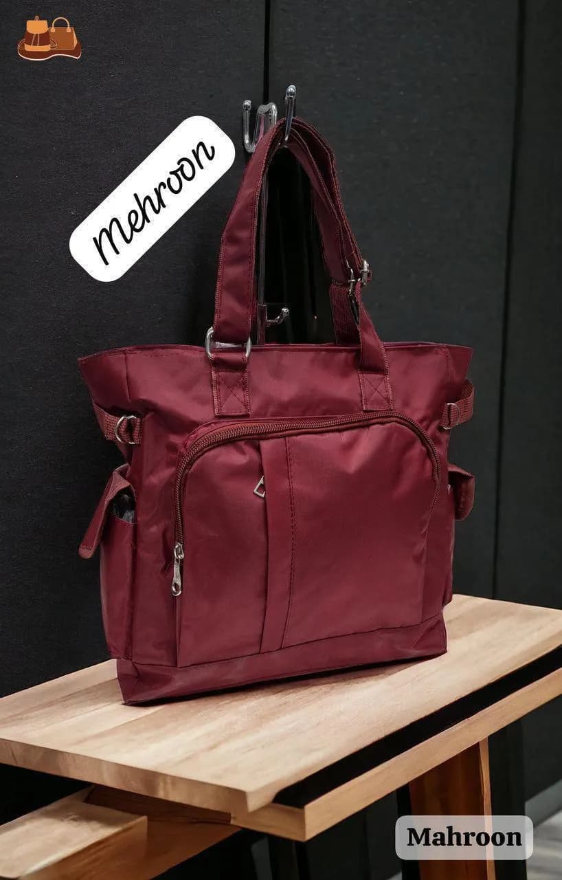 Red Printed Tote Bag for College & Travel Use