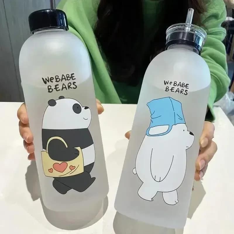 Cute Cartoon Water Bottle 1000ml Transparent ABS