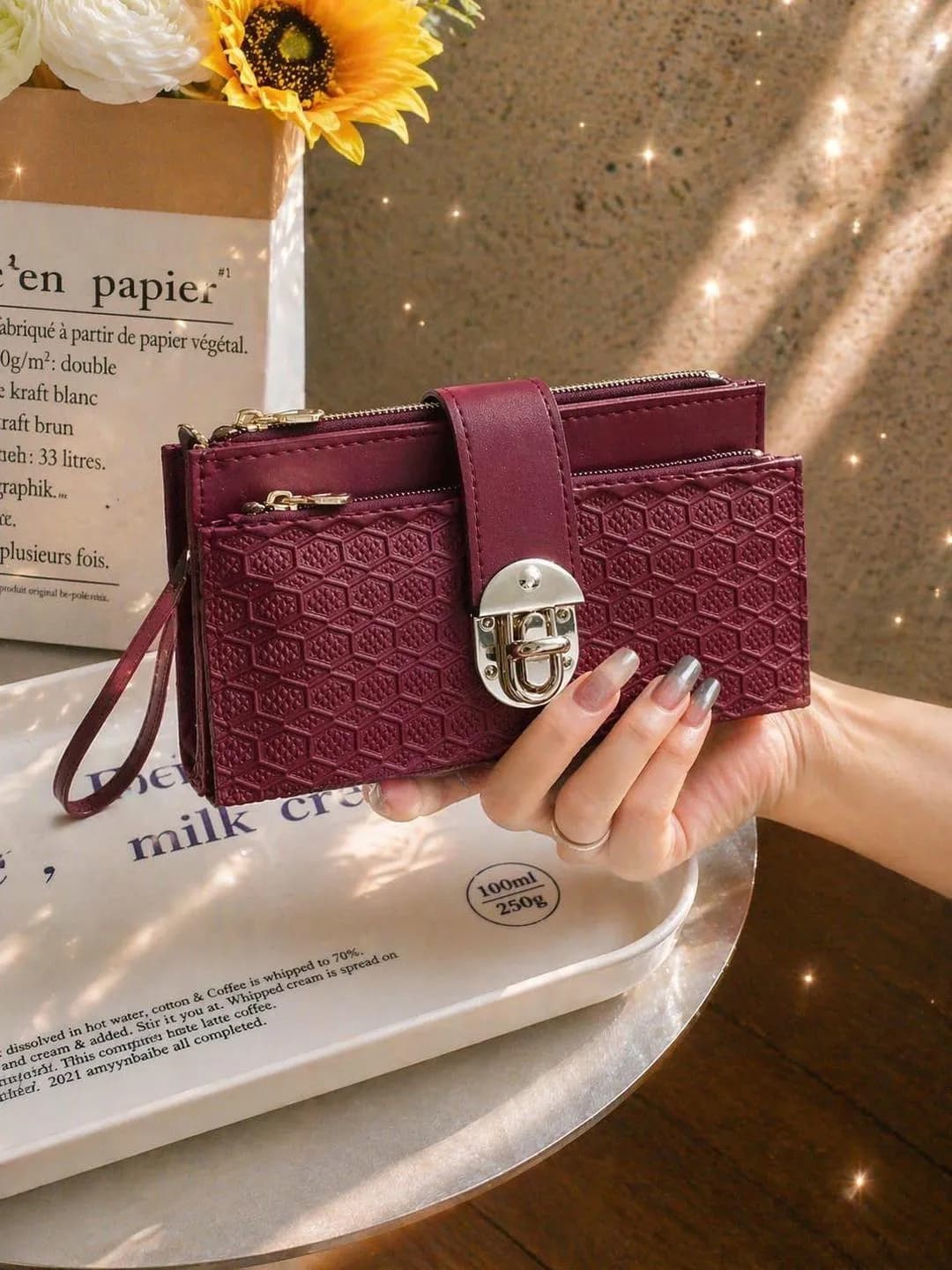 Women PU Leather Crossbody Bag 8 Inch Front Lock