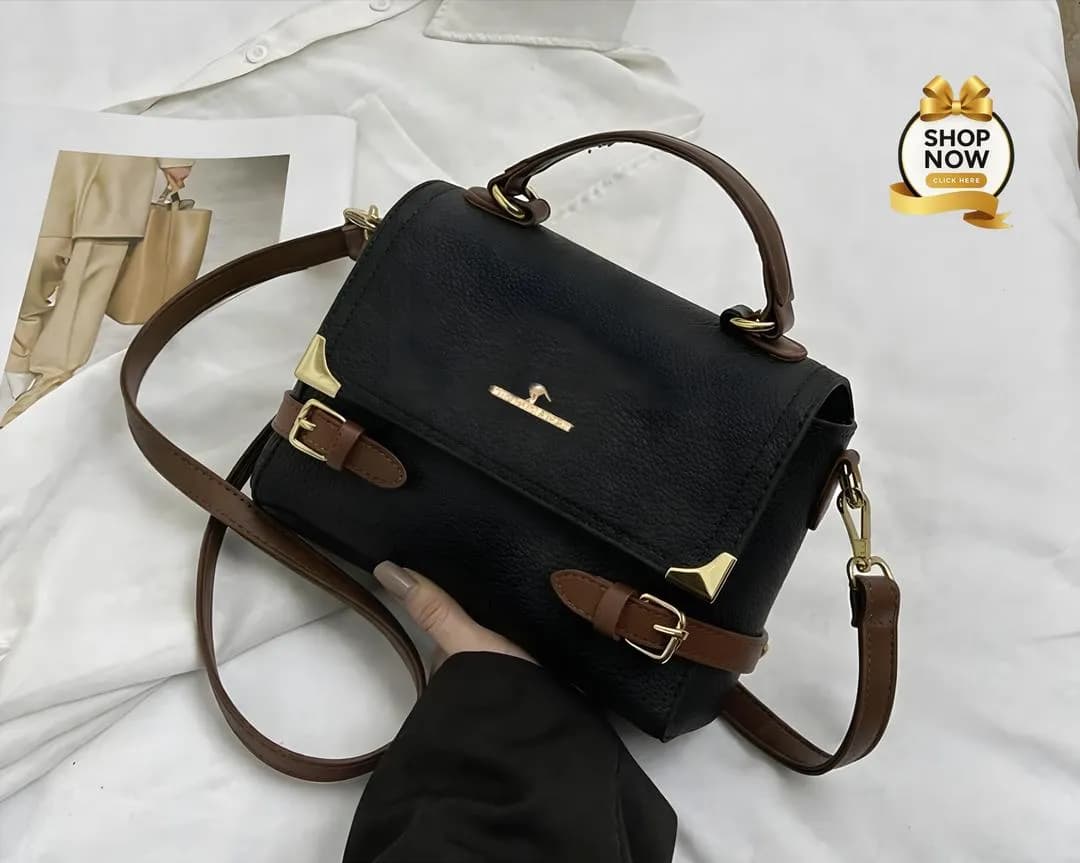 Black Leather Mobile Bag Medium Long Strap With Dust Bag