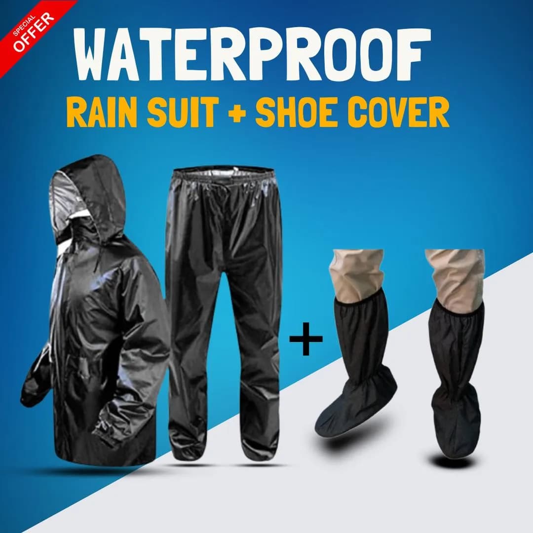 Waterproof Black Rain Suit with Shoe Covers