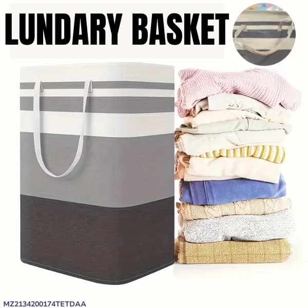 Multicolor Foldable Laundry Basket 20x12" Polyester