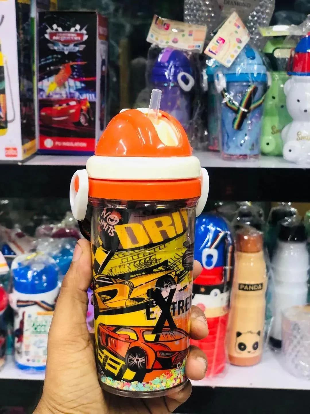 Kids Cartoon Water Bottle 50ml Orange ABS Plastic