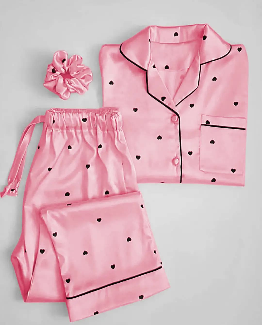 2 Pcs Women's Stitched Silk Printed Night Suit