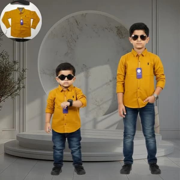 Mustard Cotton Boys Shirt for Ages 1-12
