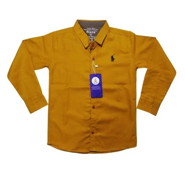 Mustard Cotton Boys Shirt for Ages 1-12