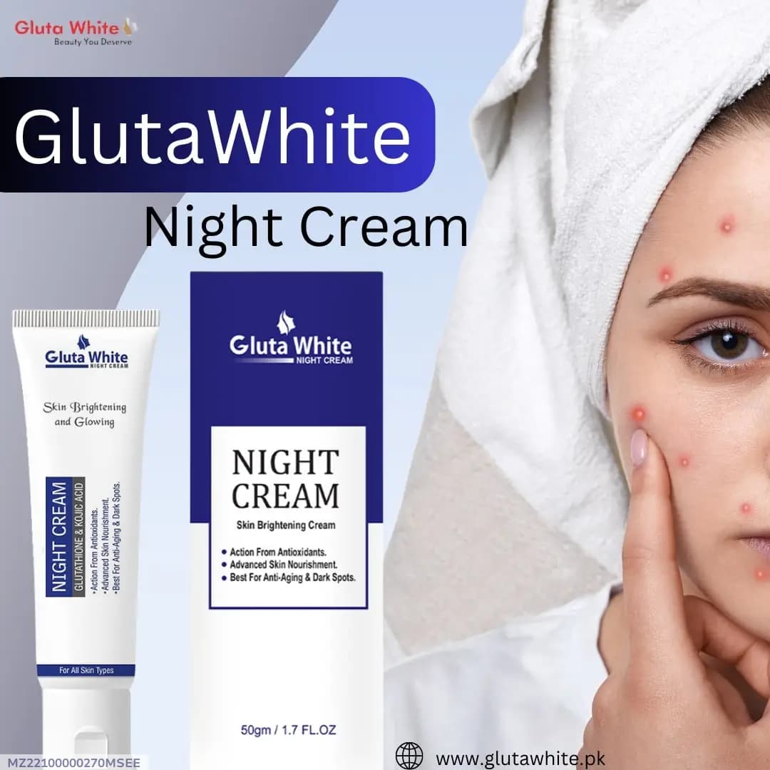 Gluta White Night Cream for Brightening Skin 50gm Anti-Aging