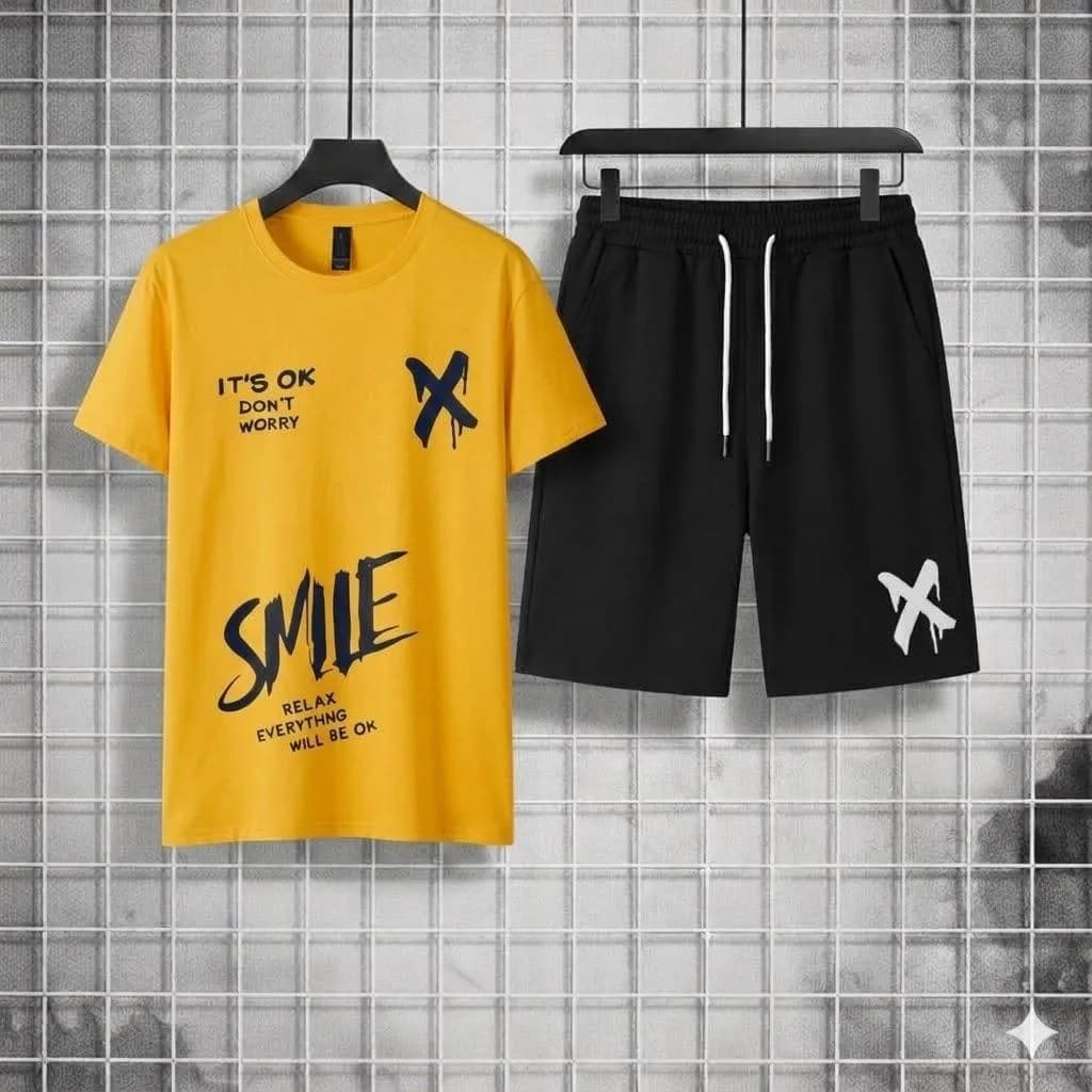 Men Printed Yellow Track Suit Polyester