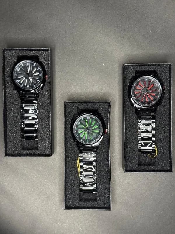 Men's Stainless Steel Chain Strap Analogue Watch White Red Green