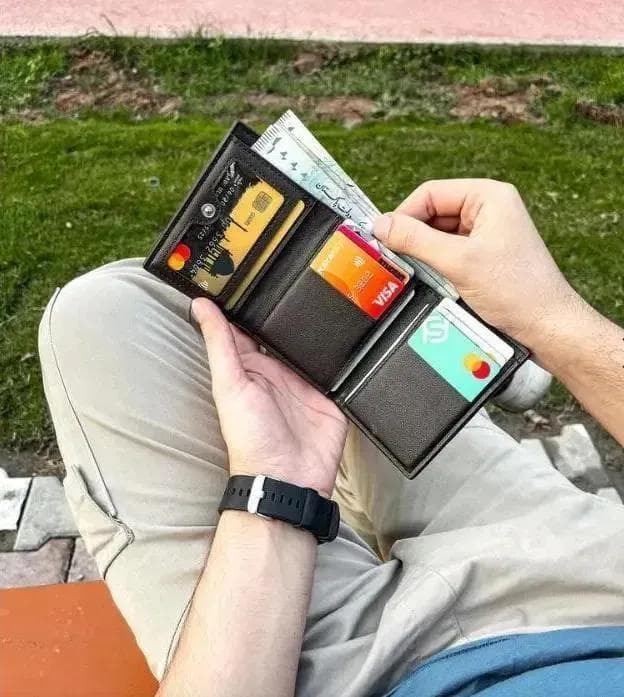 Men's Leather Wallet Trifold Black, Brown