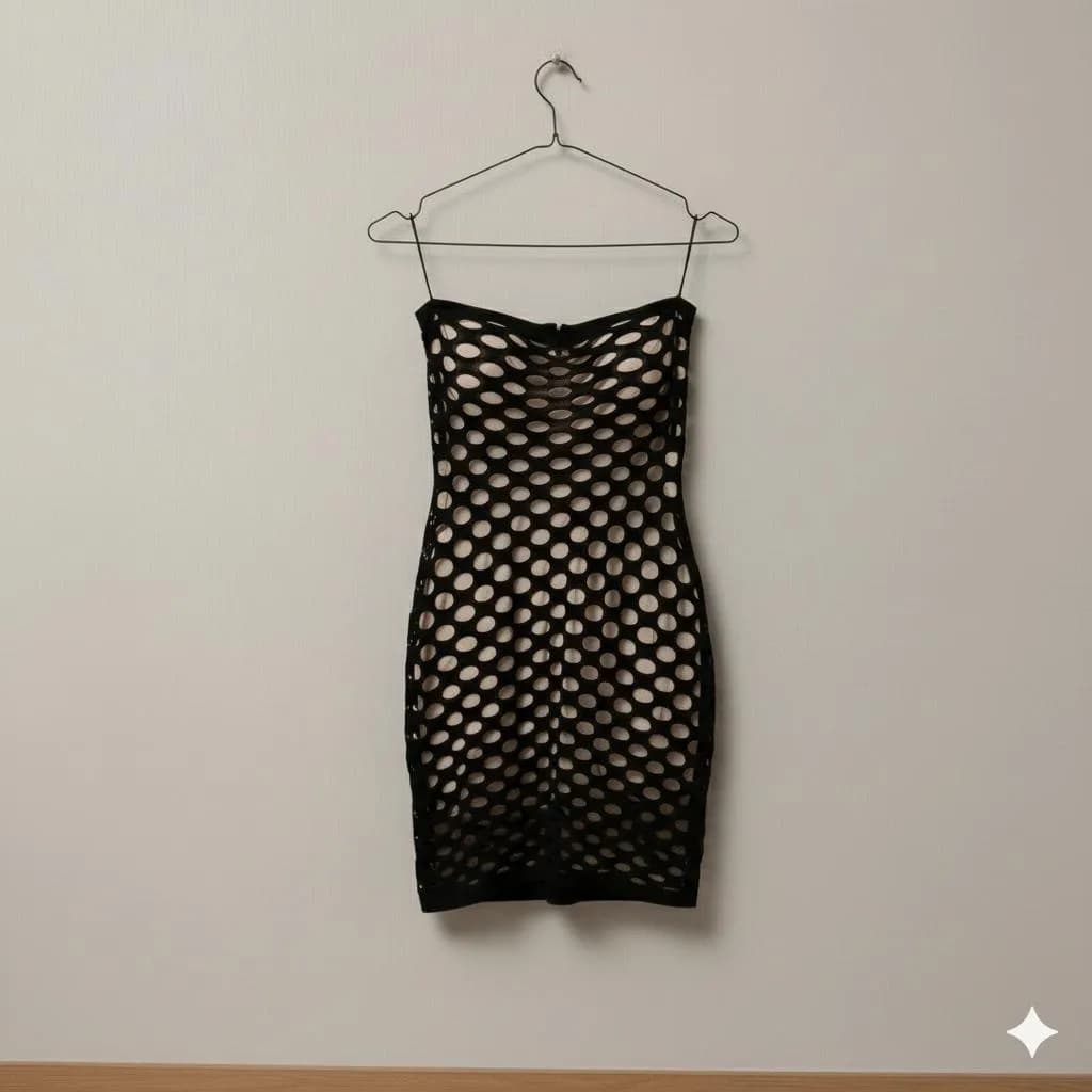 Black Fishnet Dress for Women Free Size