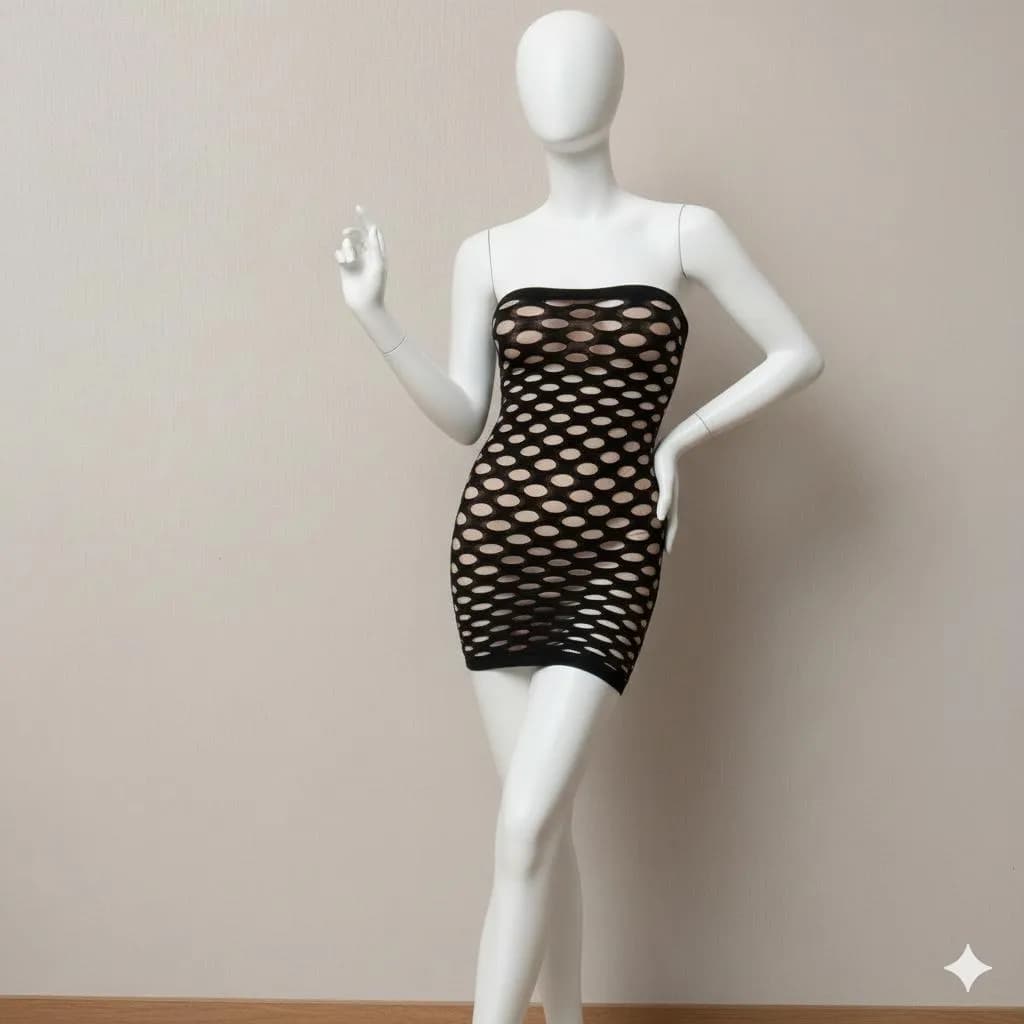 Black Fishnet Dress for Women Free Size