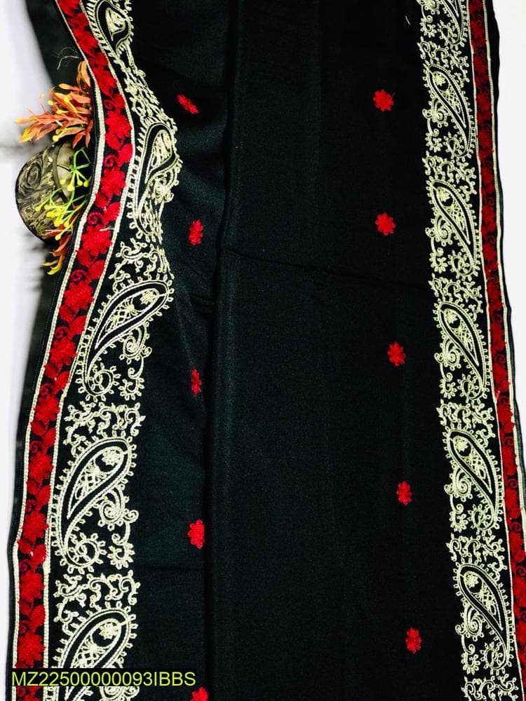 Women Swiss Lawn Embroidered Shawl Red Paisley Border