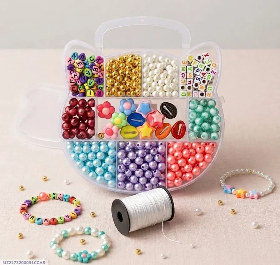 Multicolor DIY Jewellery Beads with Elastic Thread Roll