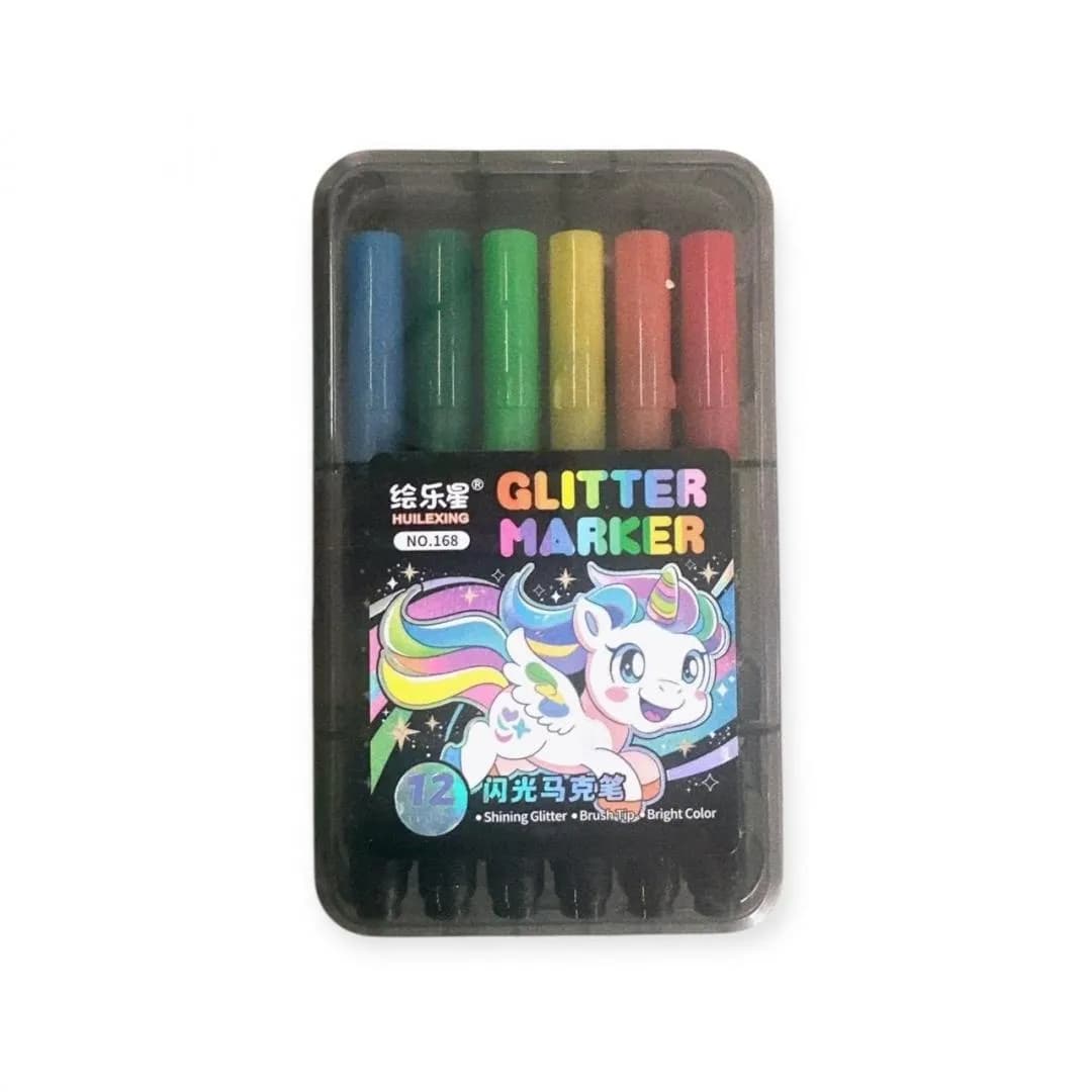 Glitter Markers 12 Pcs Multicolor Solid Watercolor Paints