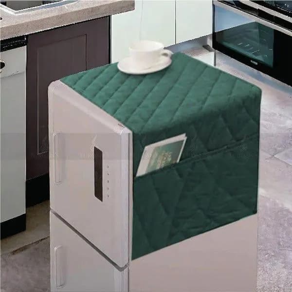 Quilted Dustproof Refrigerator Cover Green