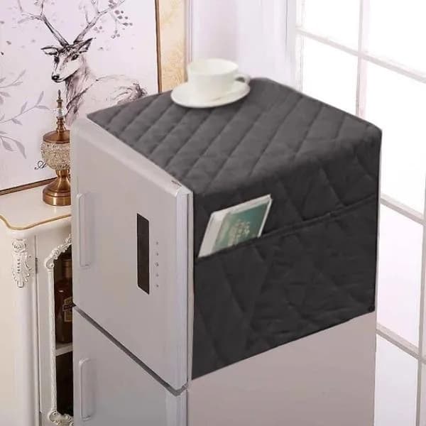 Quilted Dustproof Refrigerator Cover Black