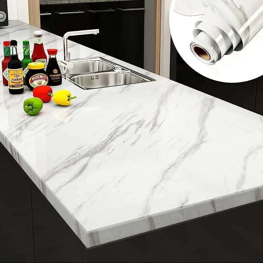 Black & White Marble Sheet for Countertops, Walls, and Windows