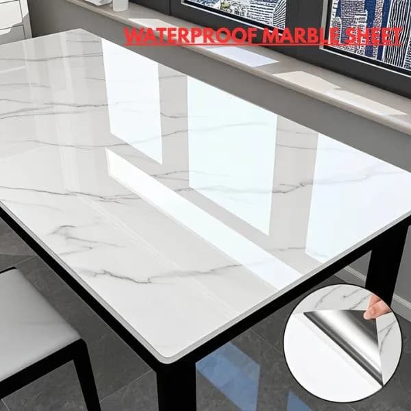 Waterproof Marble Sheet Black White Self Adhesive