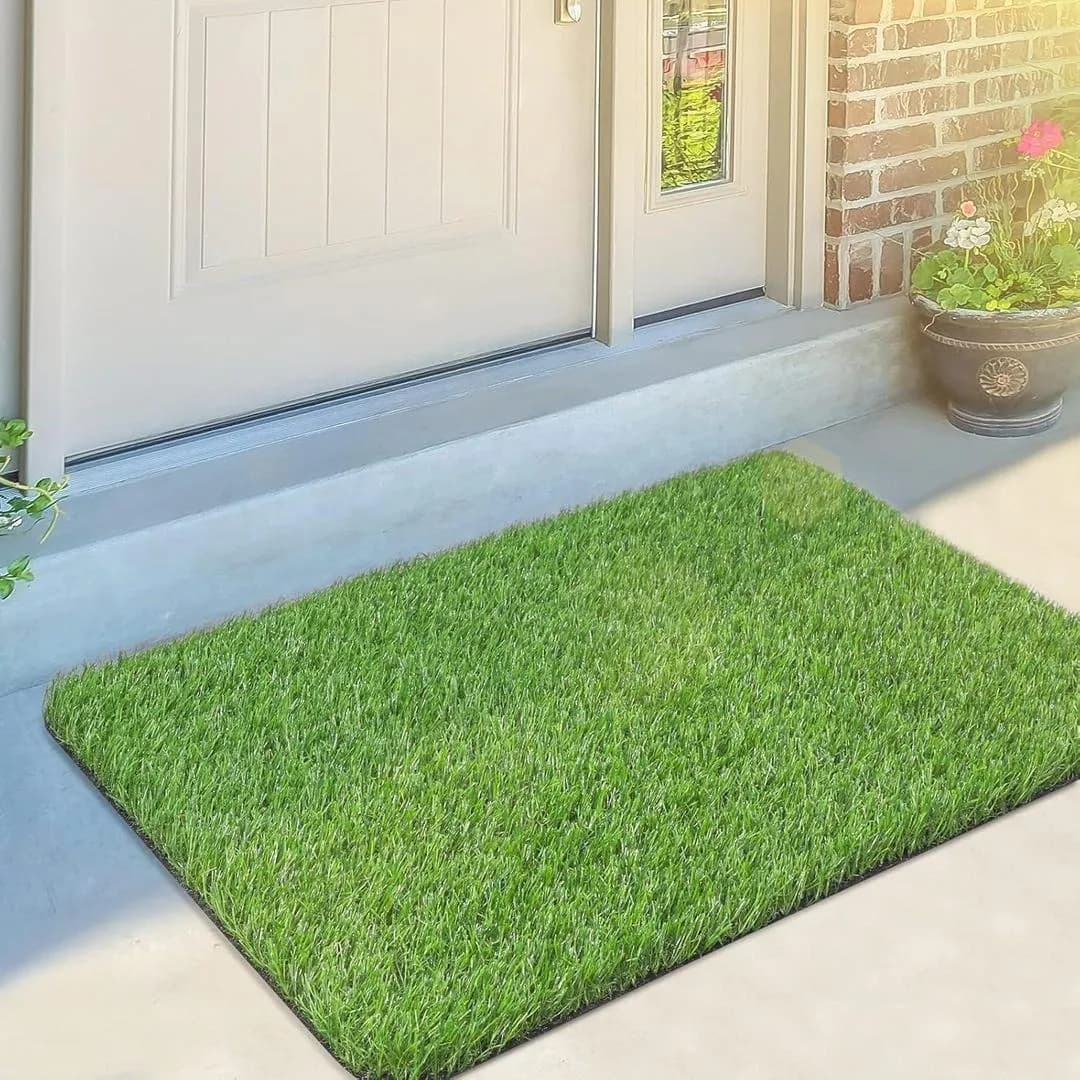Green Grass Door Mat 25x14 Inch Foldable Non-Slip