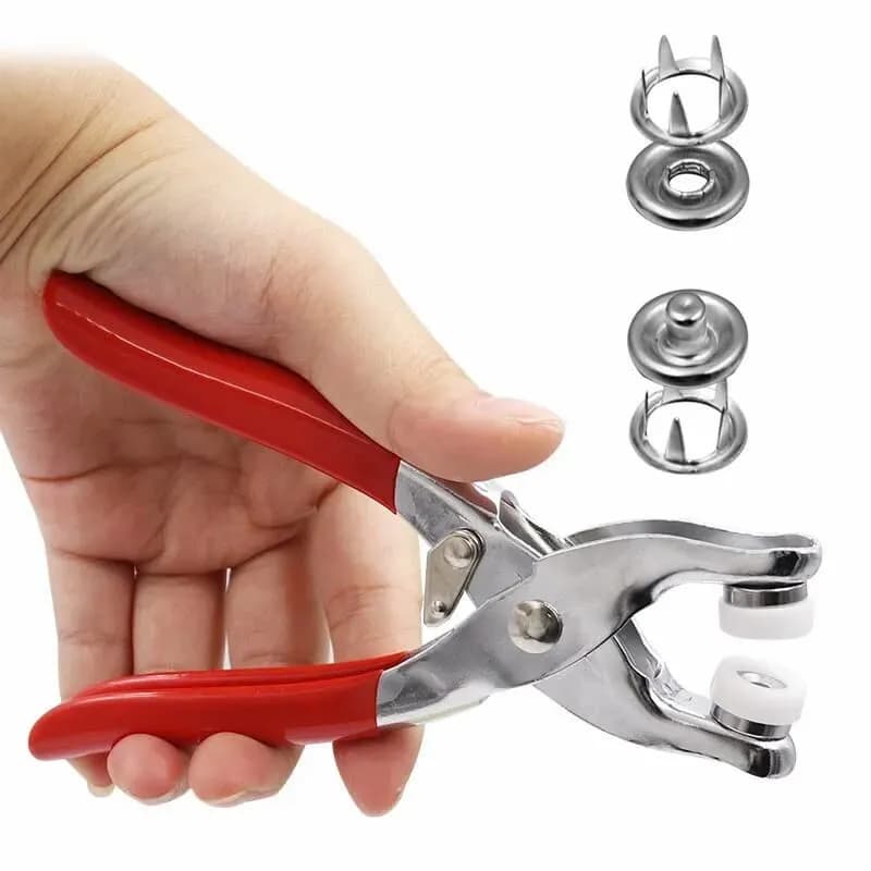 Handheld Grommet Button Plier Red Stainless Steel 50pcs