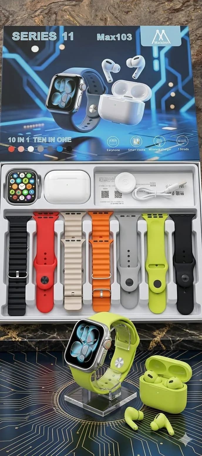 Series 11 7 in 1 Smartwatch with Earbuds Black