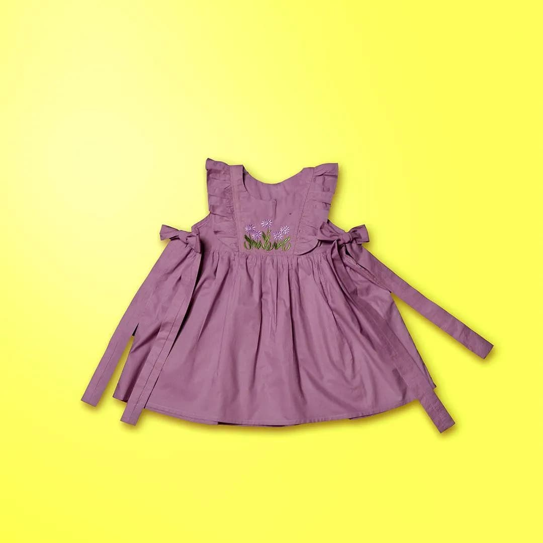 Purple Embroidered Girl's Cotton Frock Size 1-5Y