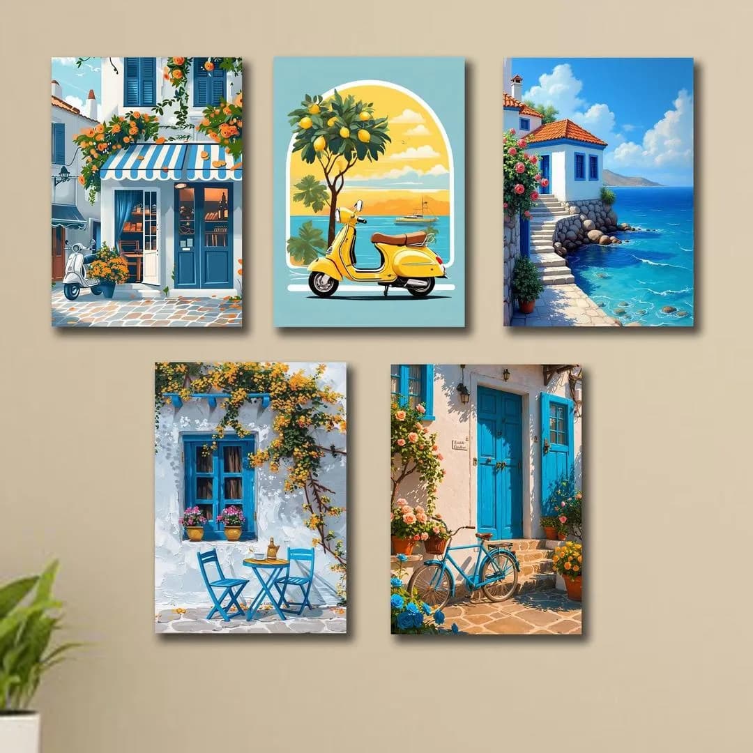 5-Piece Mediterranean Coastal Wall Art Set